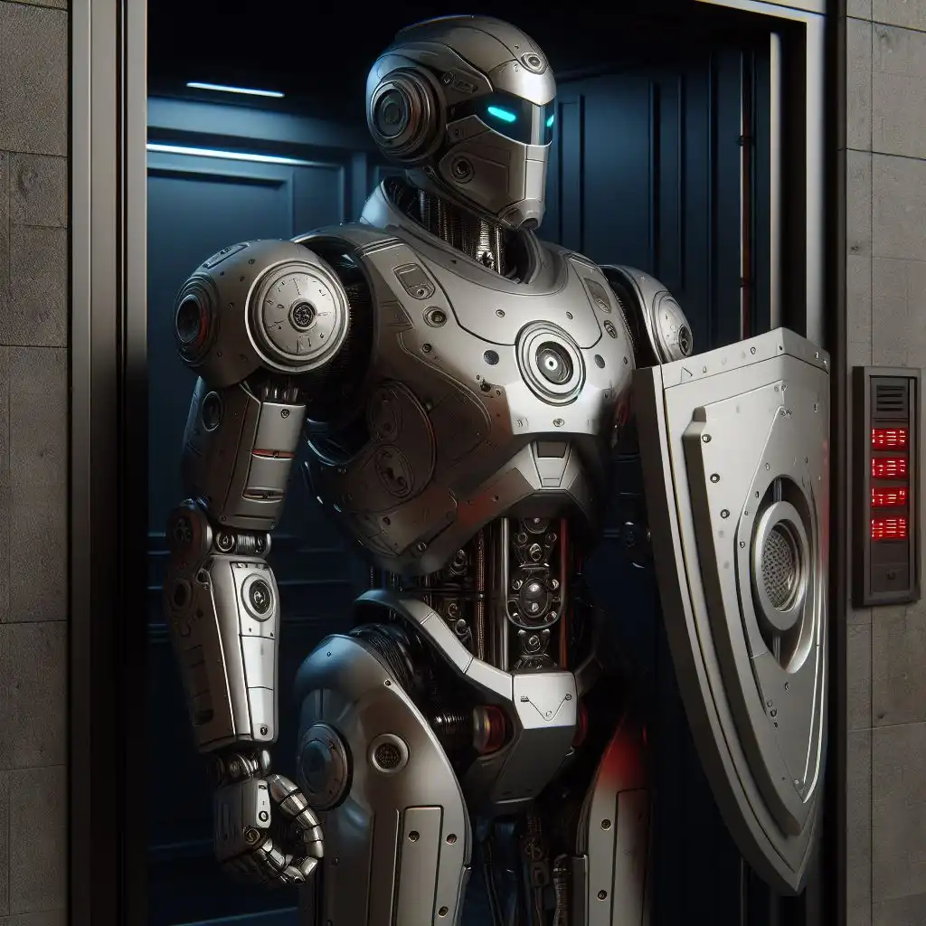 robot guarding a door